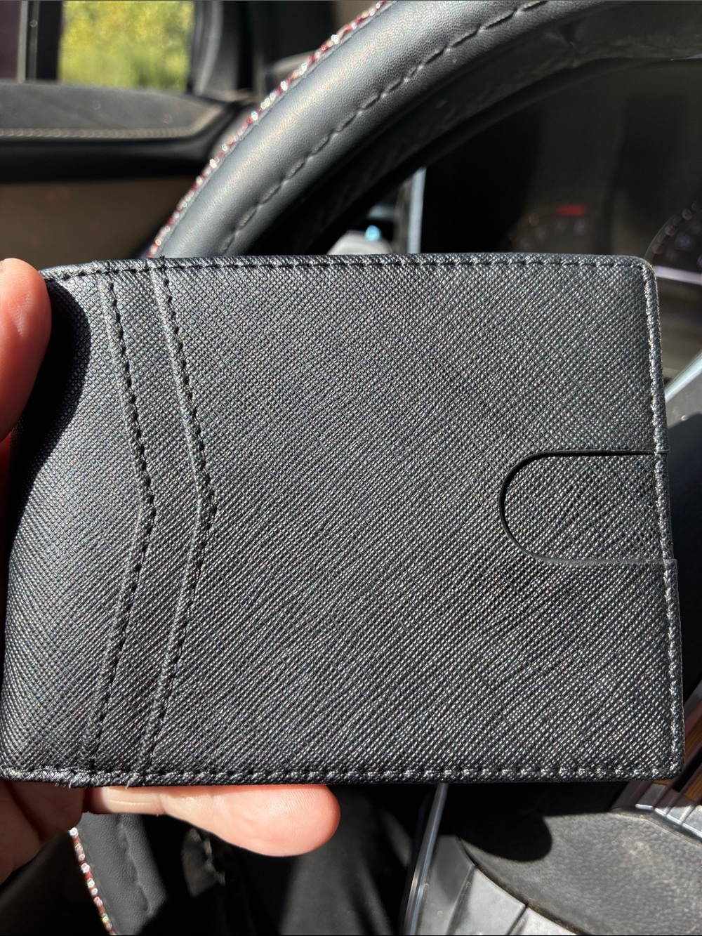 Men's Black Card Holder Wallet with Secure Snap Closure